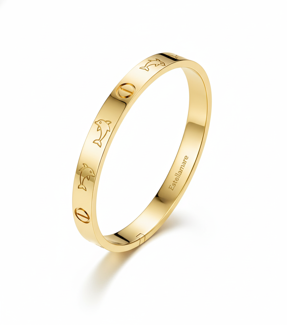Onda Dorata – Bracciale Delfini Estellamare