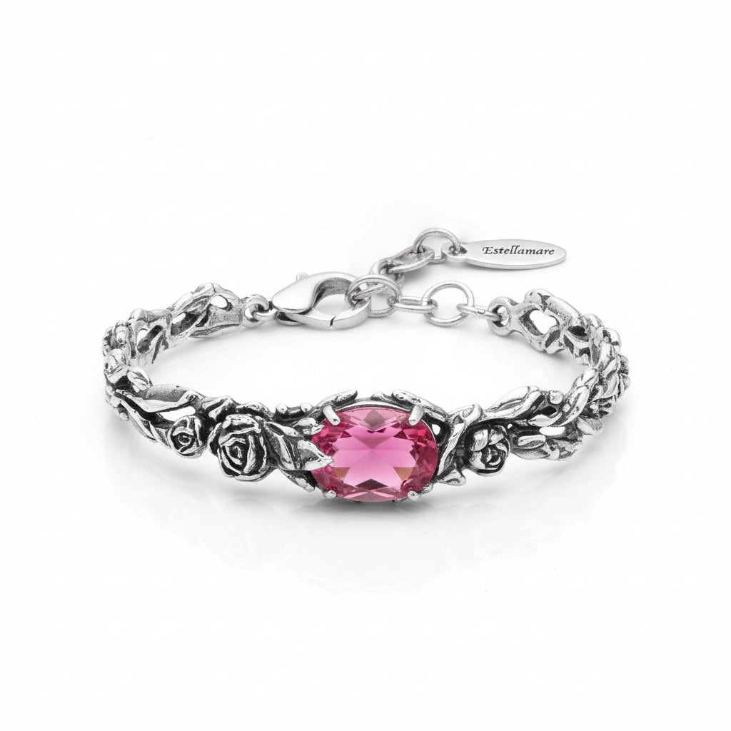 "Rosato Incantato" – Bracciale Estellamare in argento 925 con gemma rosa