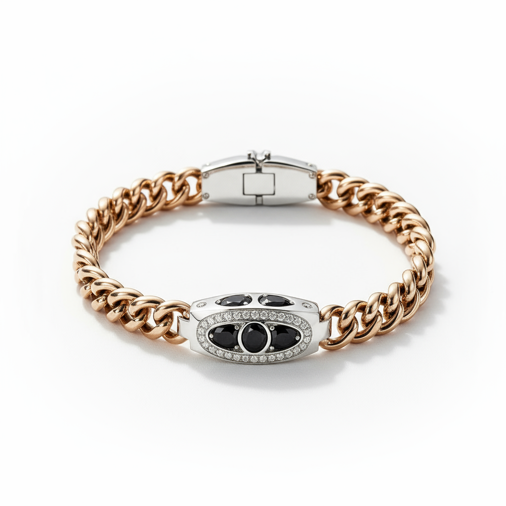 Corona Silente – Bracciale Estellamare in maglia IP oro rosa