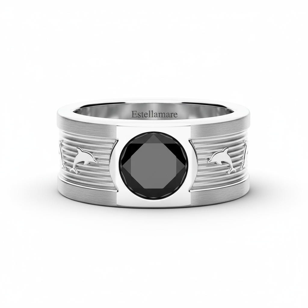 Onde Notturne – Anello in Argento con Onice Nera