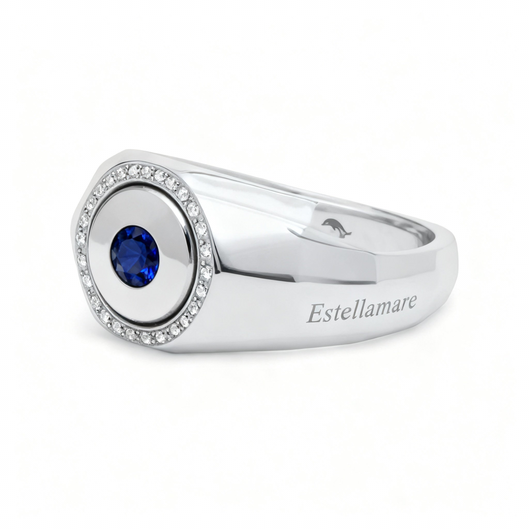 Estellamare “Cerchio di Mare” – Anello Maschile in Argento e Zaffiro