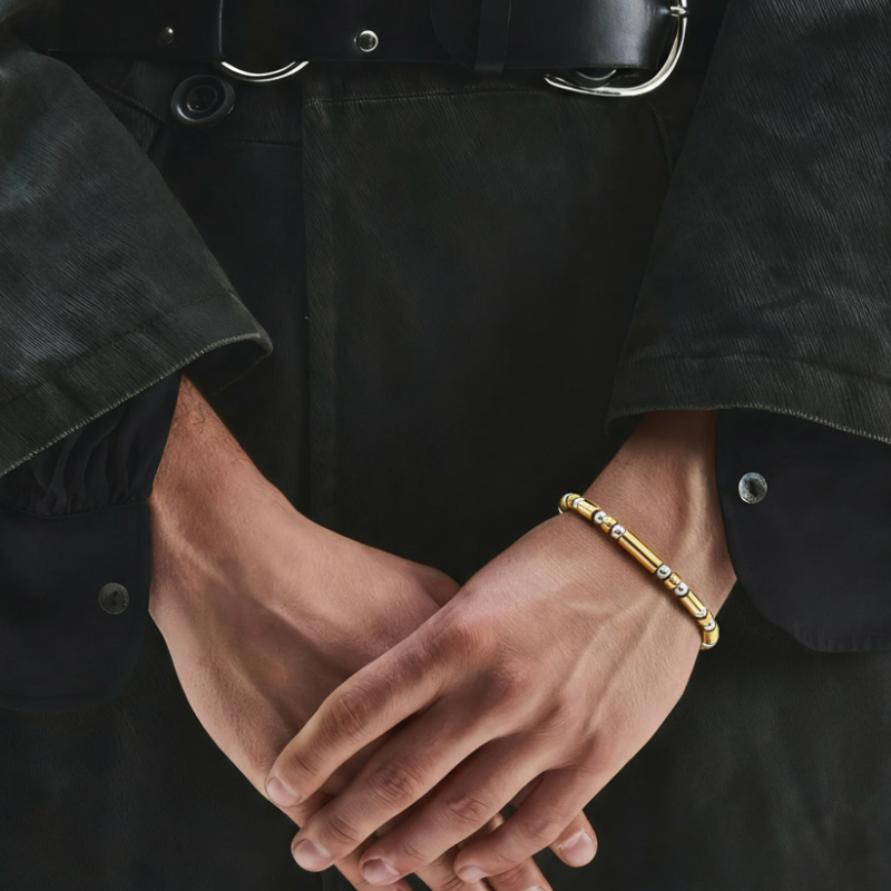 "Luce Alternata" – Bracciale Estellamare in oro e acciaio lucidato