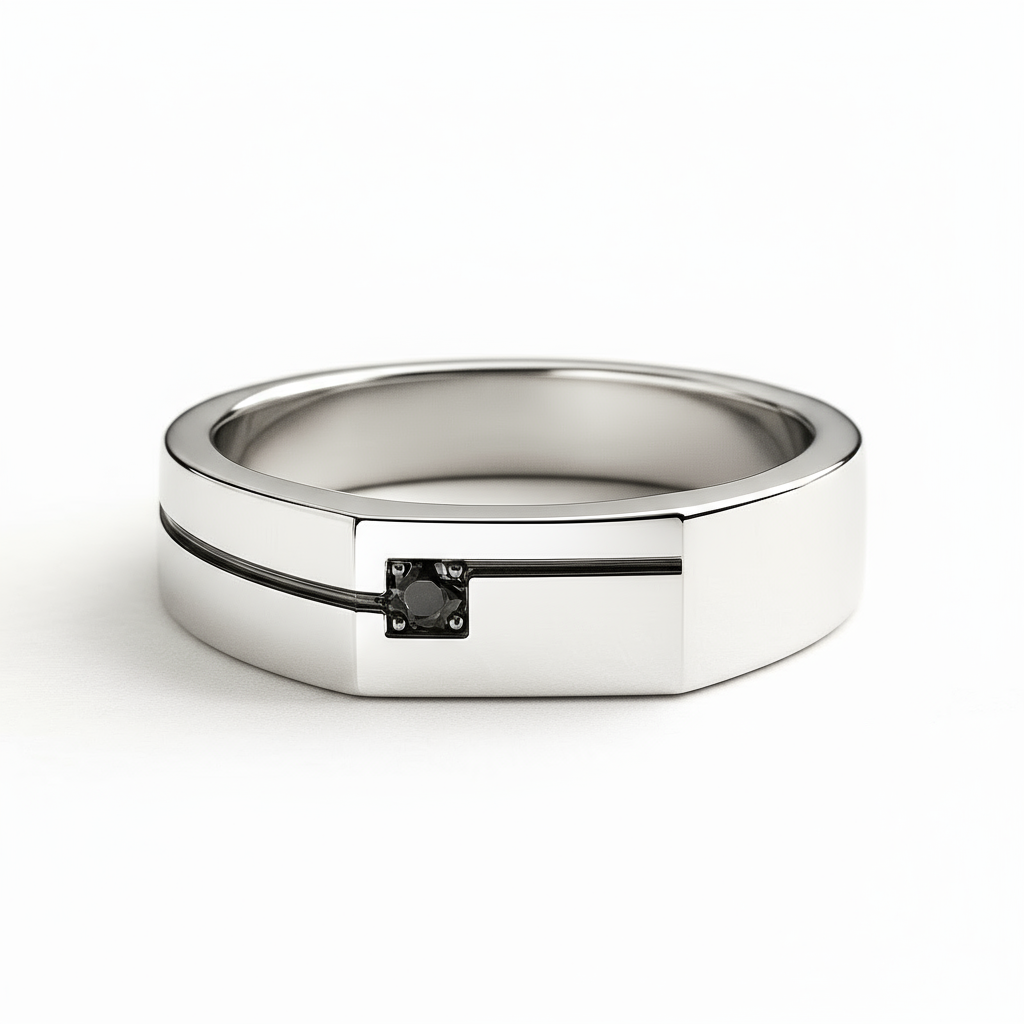 Linea Silente – Anello in Argento con Onice Nera e Taglio Geometrico