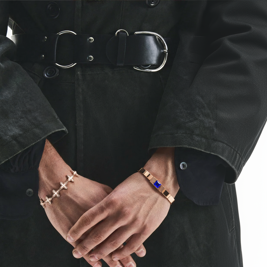 "Zaffiro Silenzioso" – Bracciale Estellamare in argento 925 placcato oro rosa