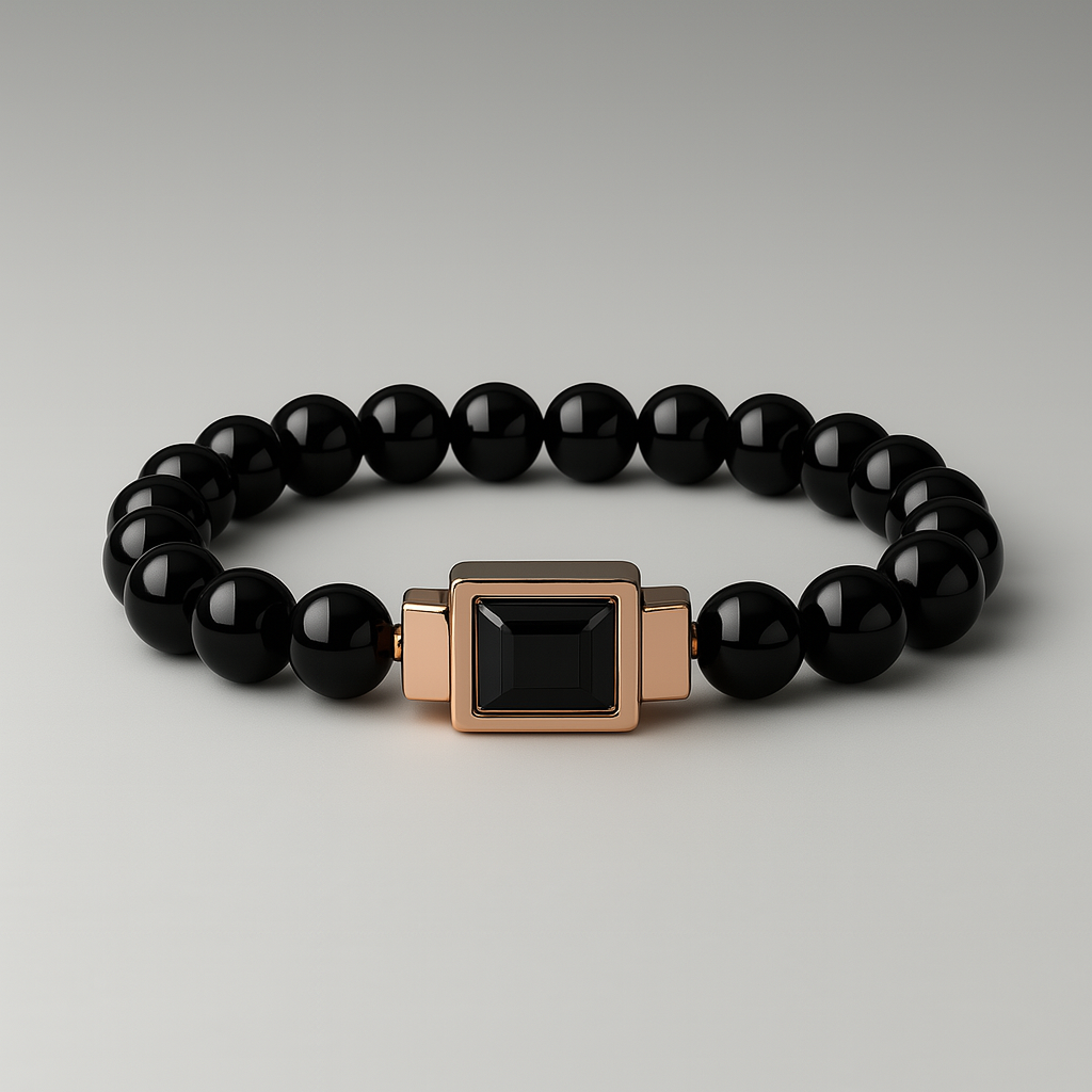 "Ombra Geometrica" – Bracciale Estellamare in argento 925 con sfere nere