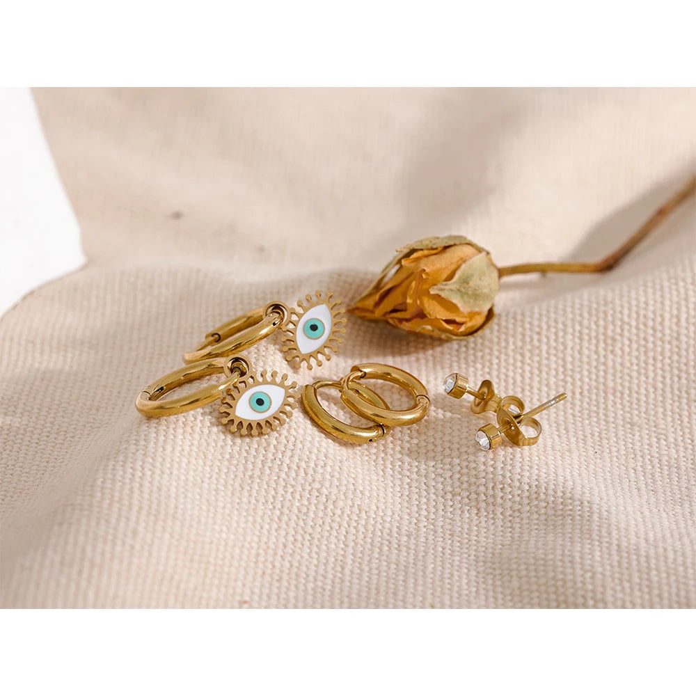 Set di 3 Orecchini Magici Occhio d'Oro