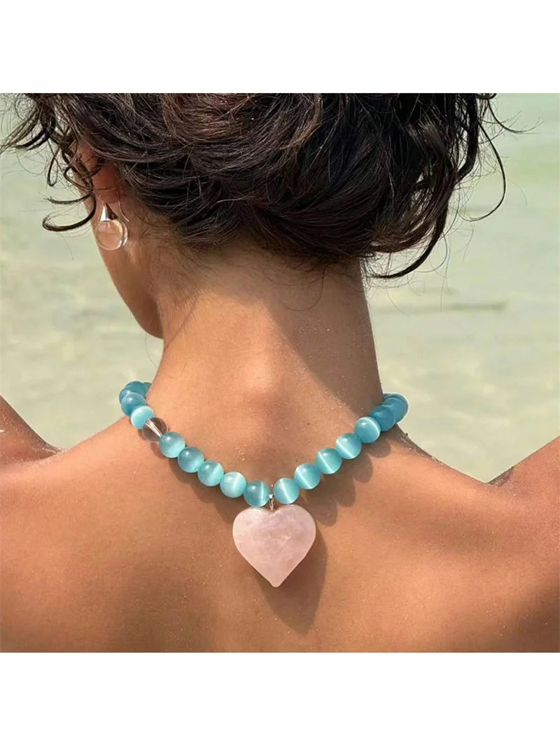 Collana Cuore Opale Marittimo