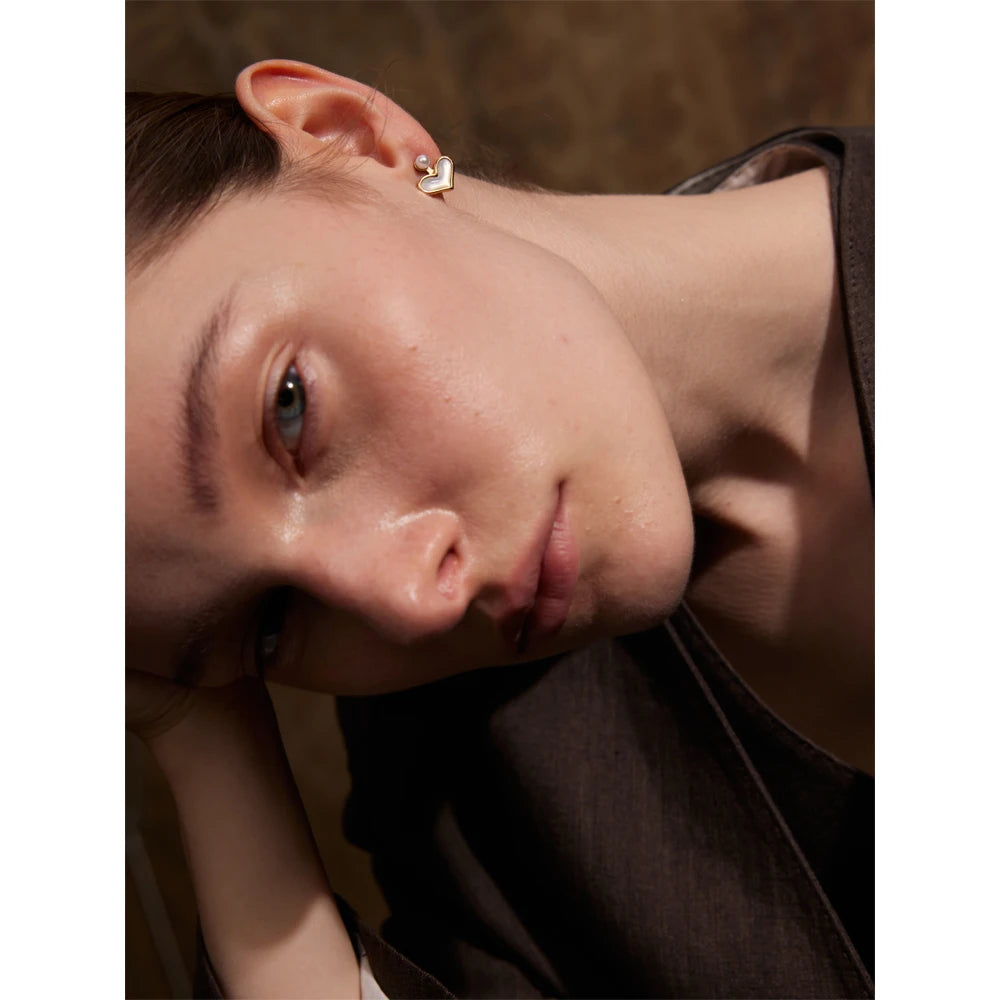 Orecchini Cuore Perla Elegante