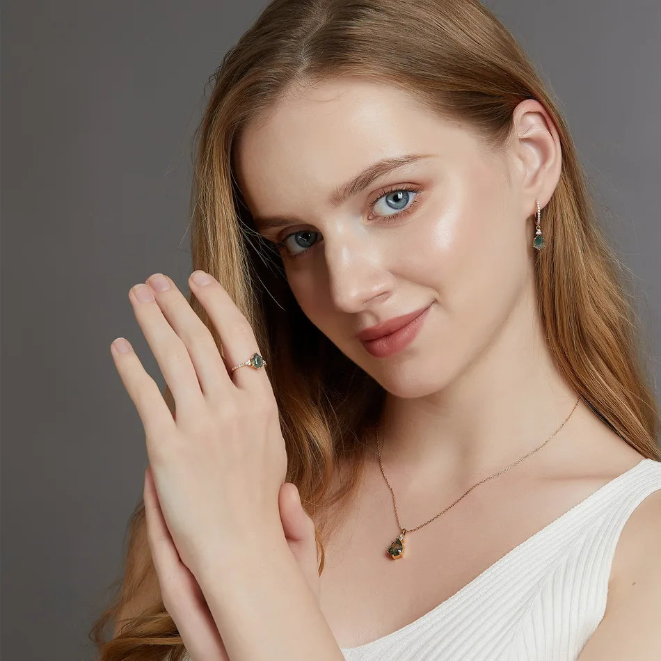 Orecchini Eleganti Agata Verde