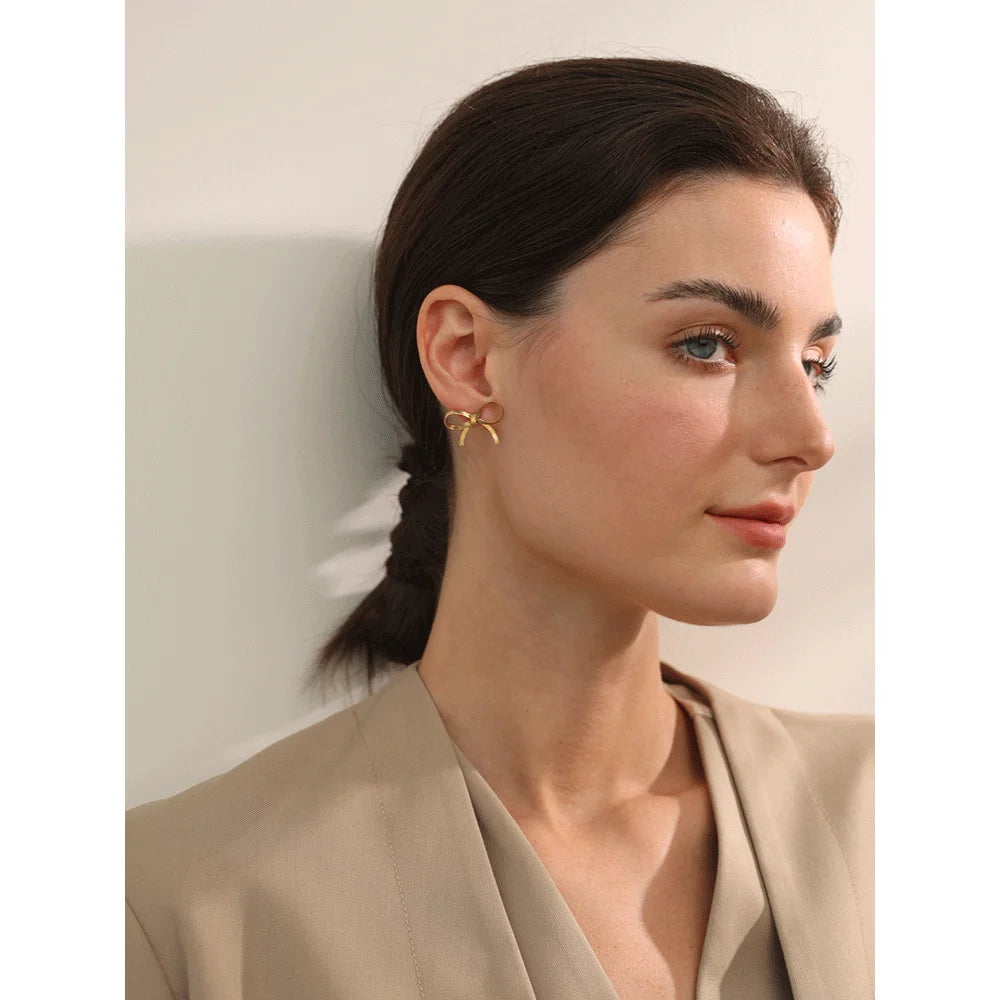 Orecchini Eleganti Fiocco d'Oro