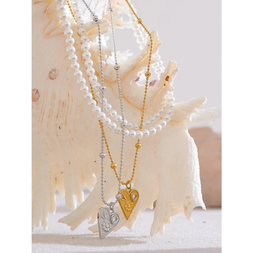 Collana Cuore con Perle Magiche