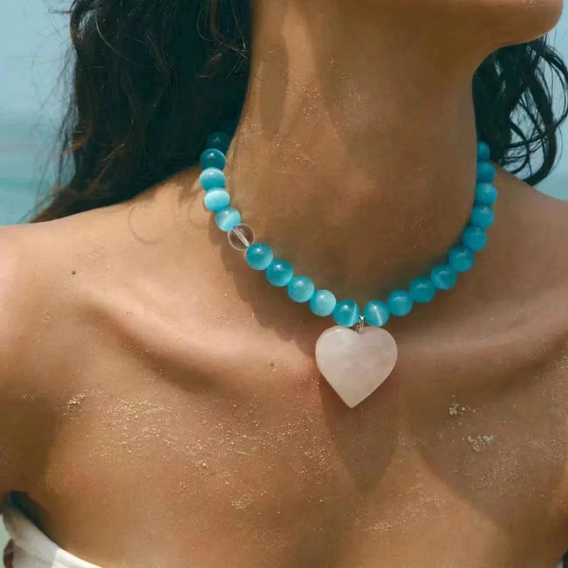 Collana Cuore Opale Marittimo