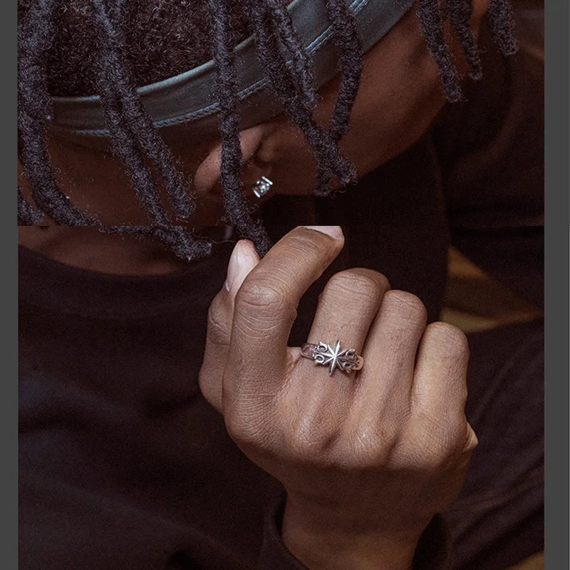 Anello Stella Punk Argento