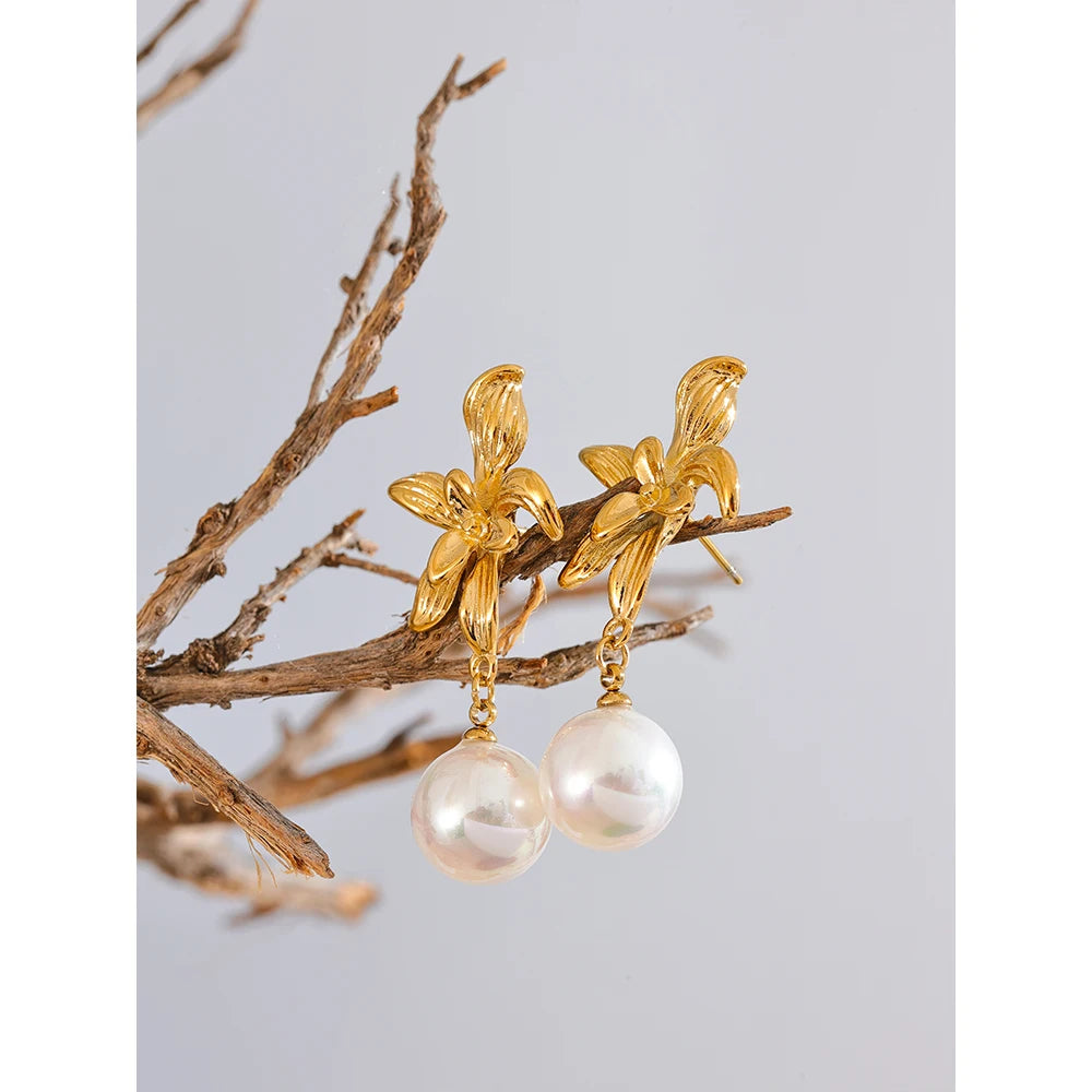 Orecchini Fiore Perla Elegante