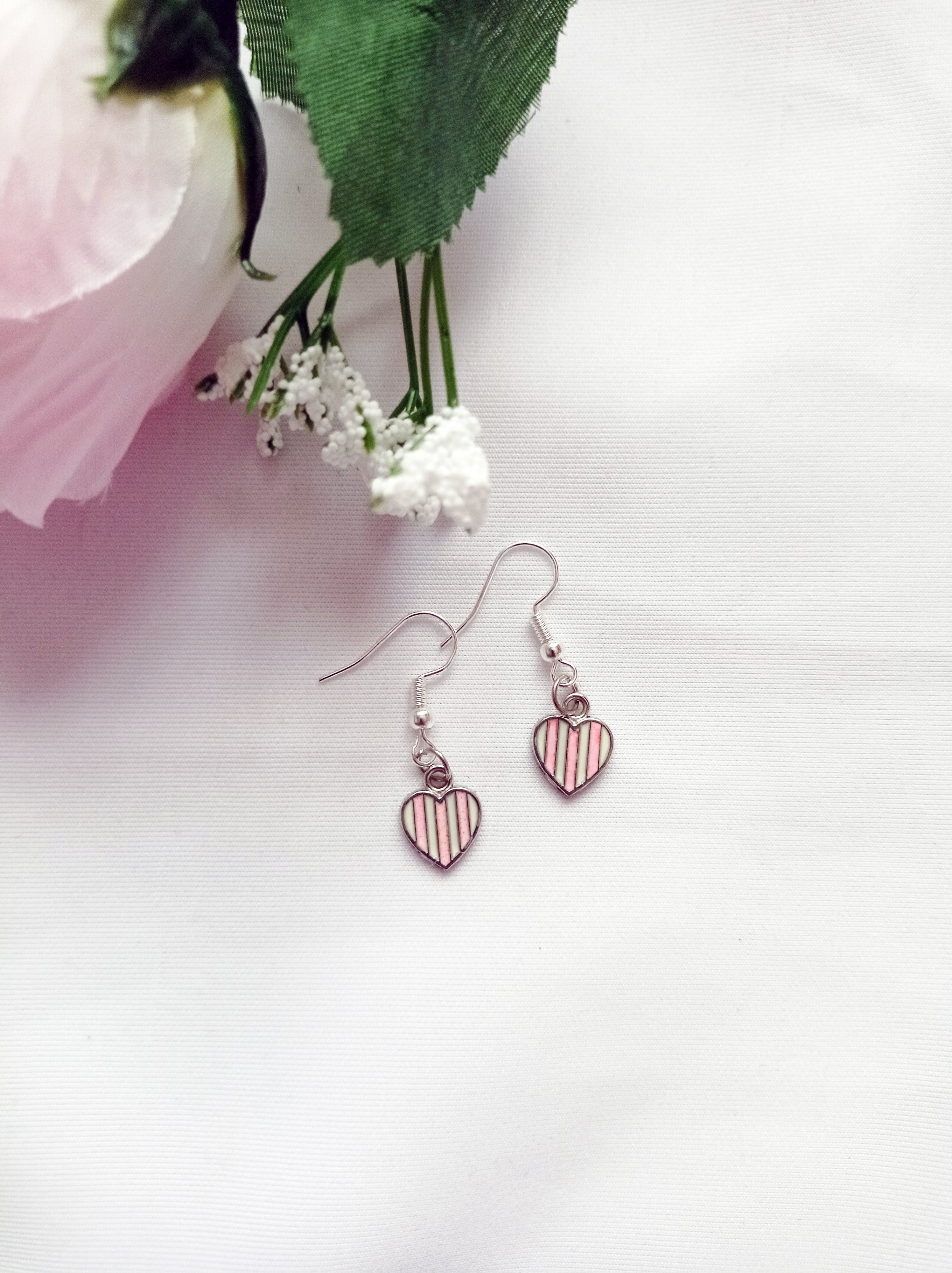 CANDY STRIPED HEARTS EARRINGS