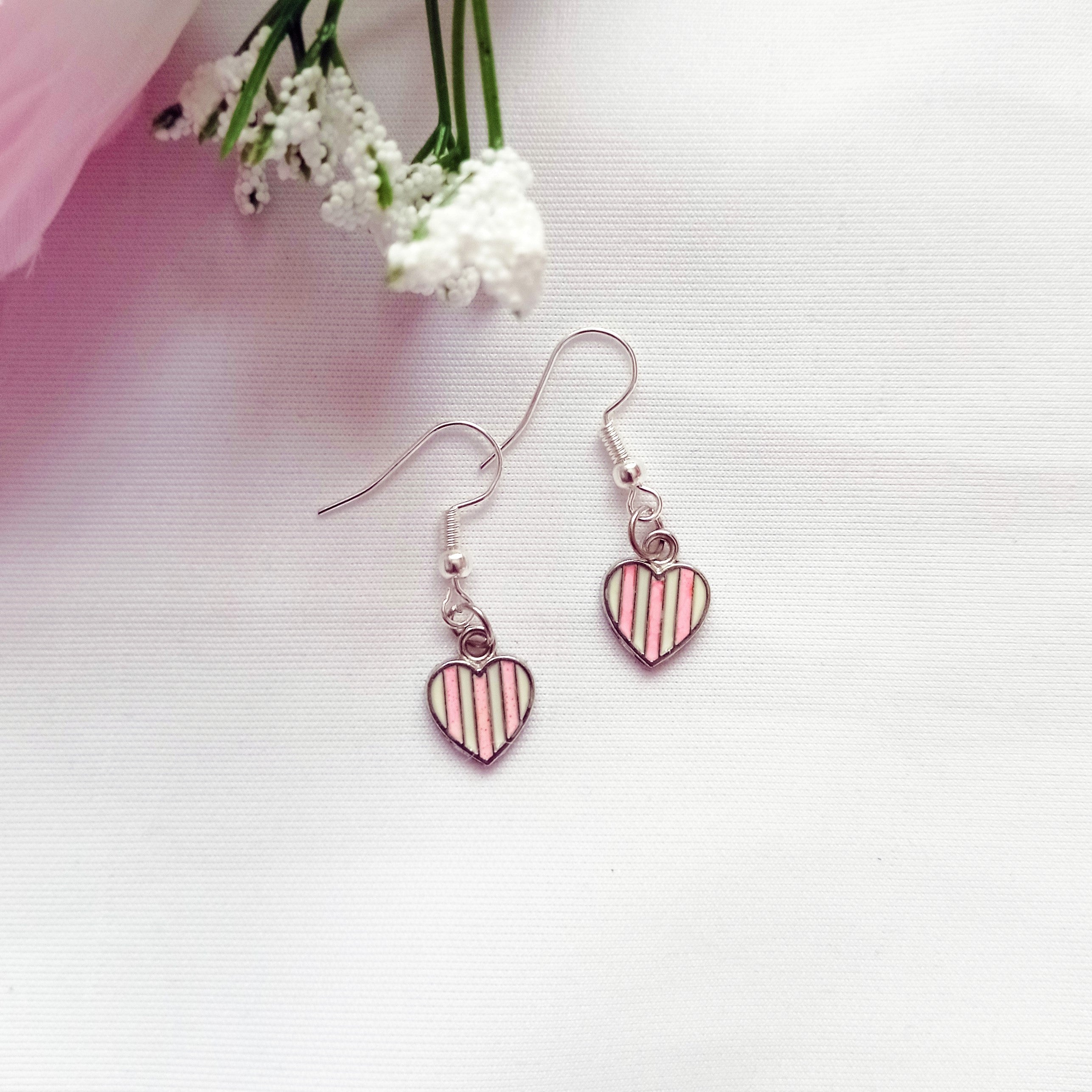 CANDY STRIPED HEARTS EARRINGS