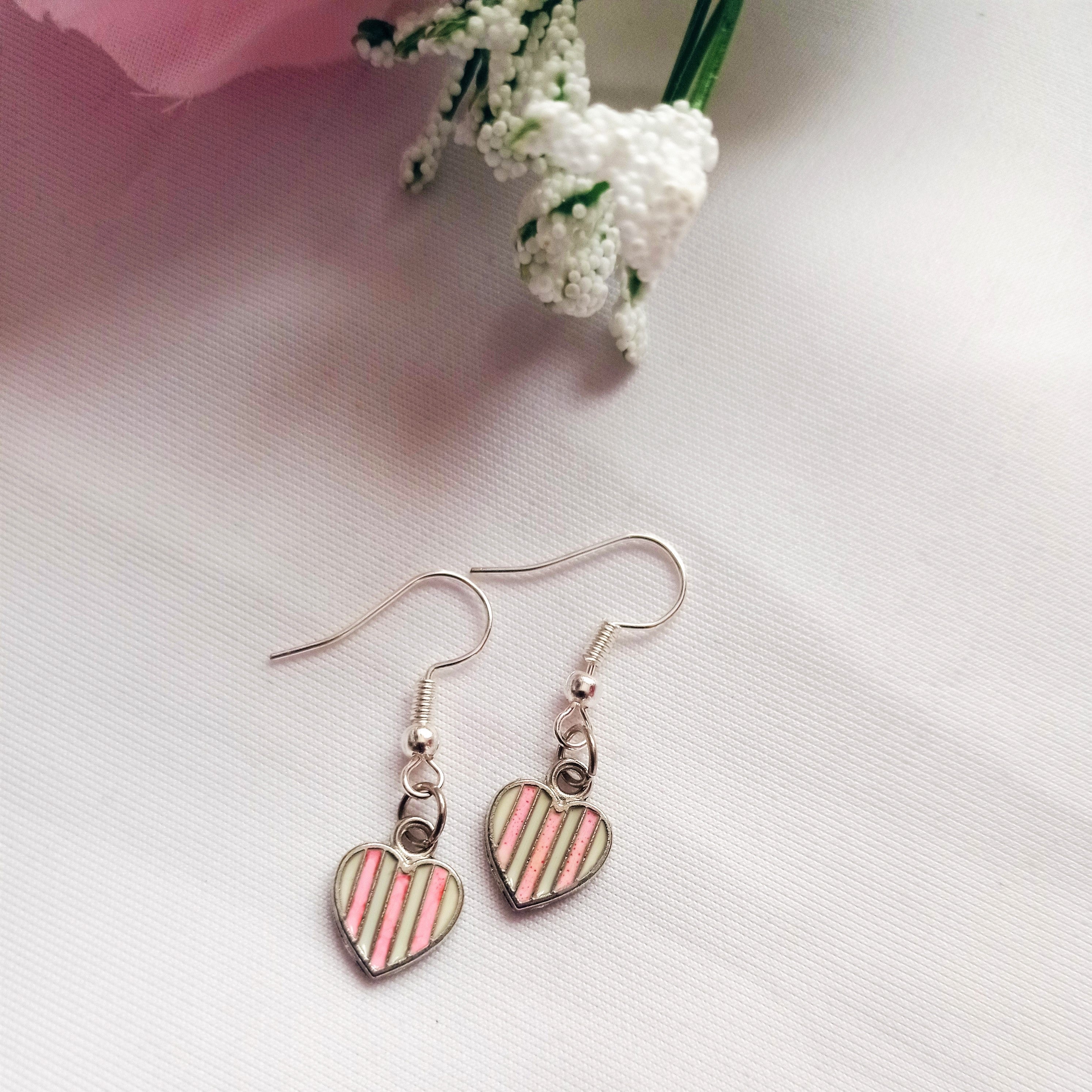 CANDY STRIPED HEARTS EARRINGS