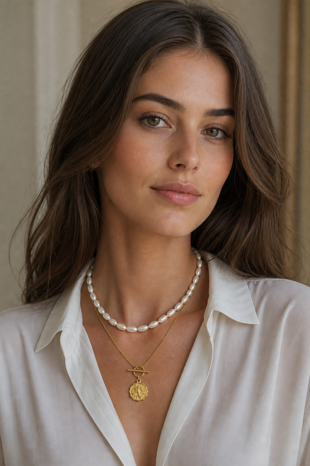 Gold French Double Necklace