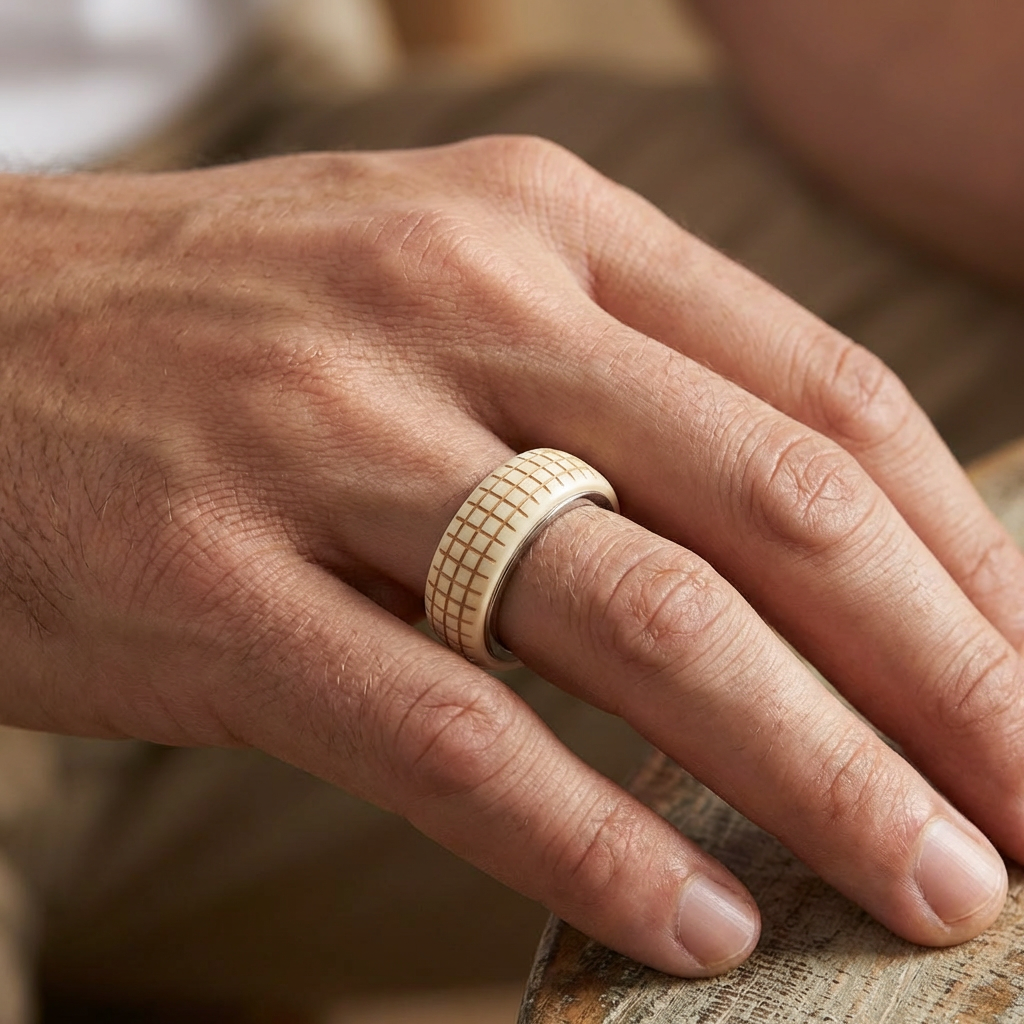 Architetture da Indossare: L'Anello "Grid" Ivory & Steel di ESTELLAMARE