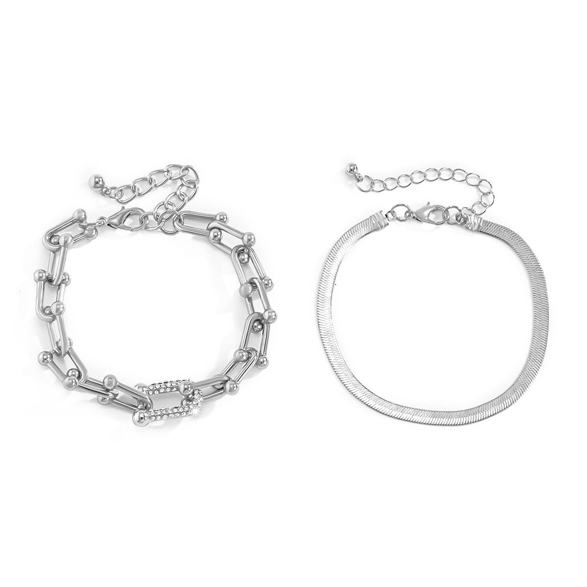 Bracciale Snake Bone Metallico con Fibbia Quadrata U-Shape
