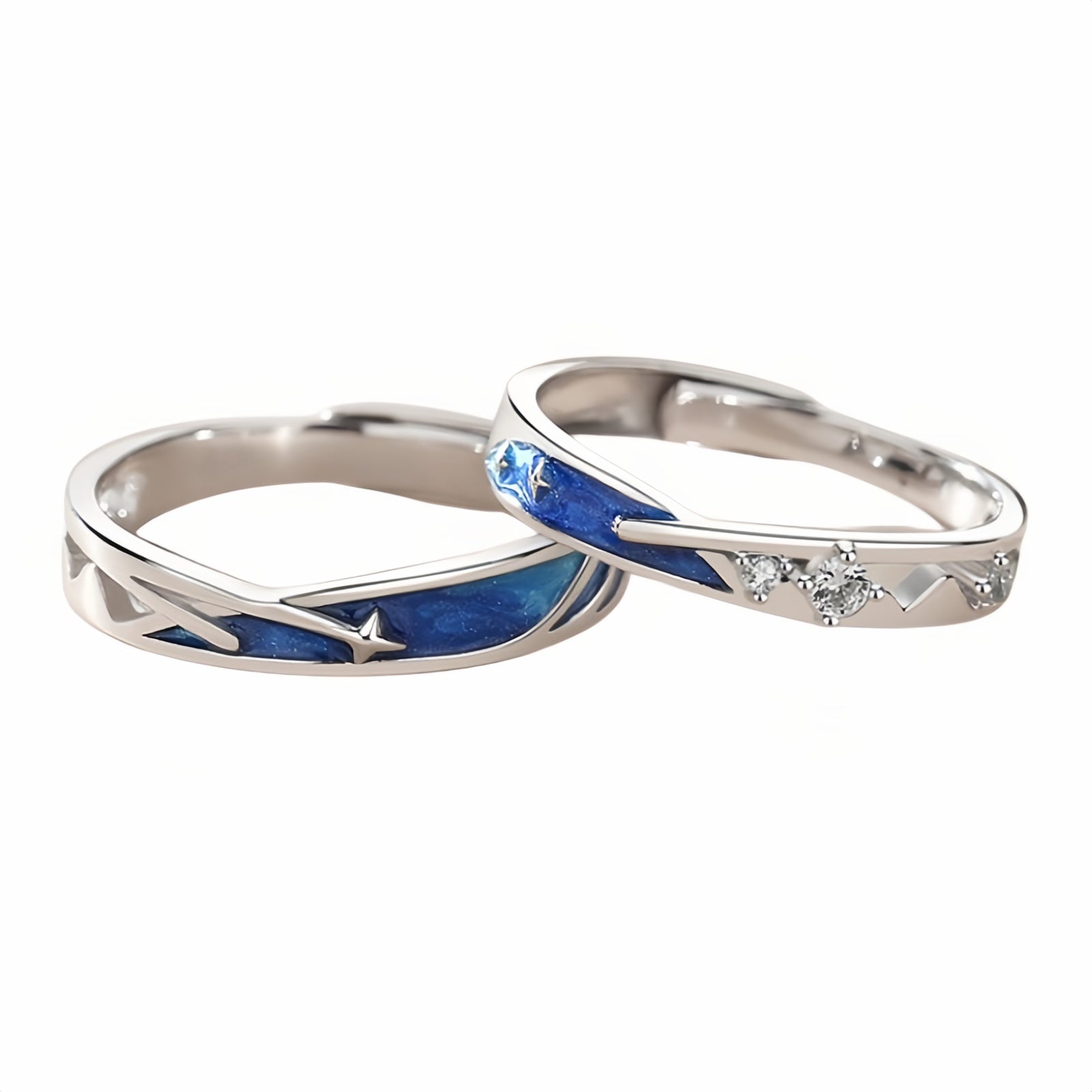 Anelli Coppia Pioggia di Stelle – Amore che Brilla nell'Universo