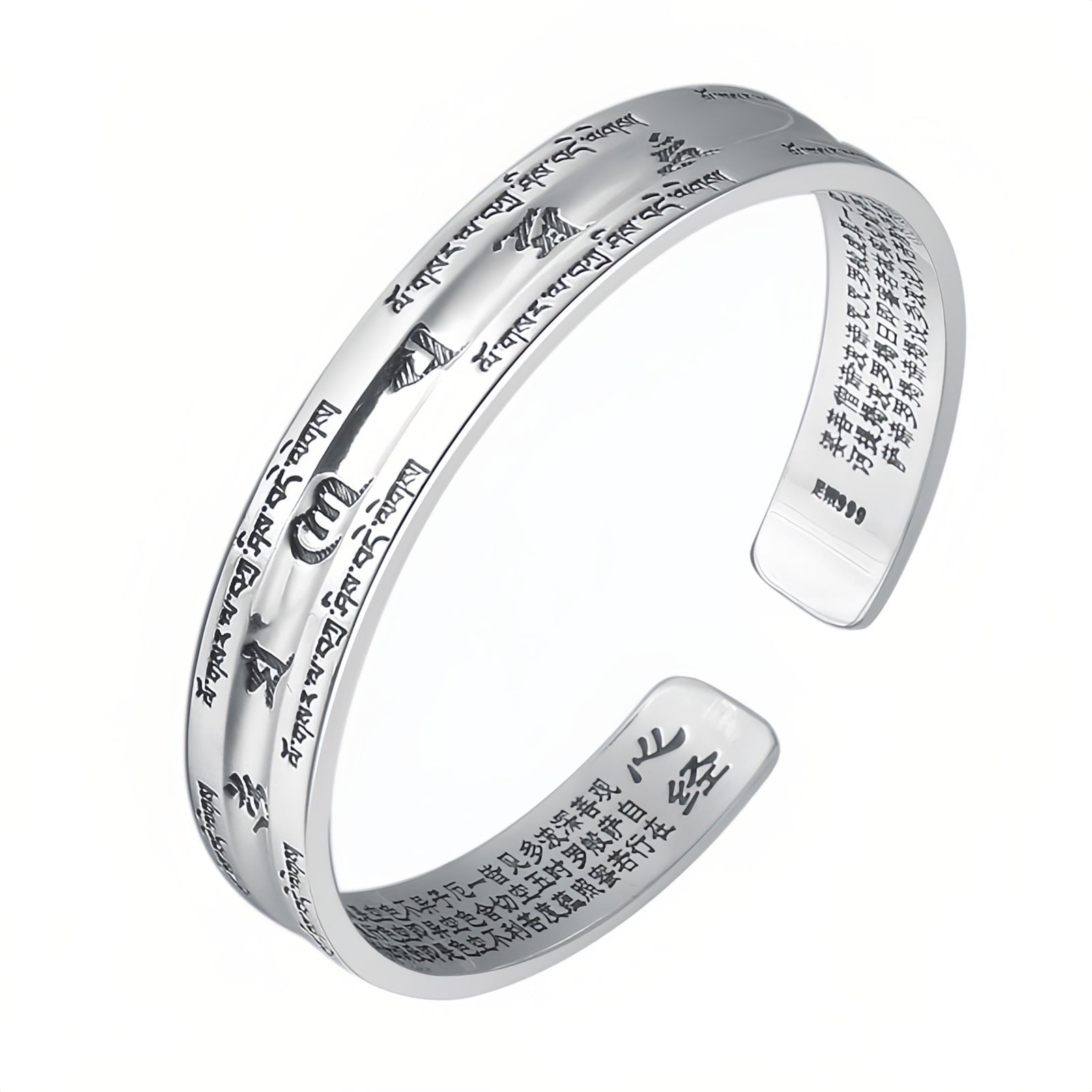 Bracciale Mantra Buddhista in Argento Sterling 999
