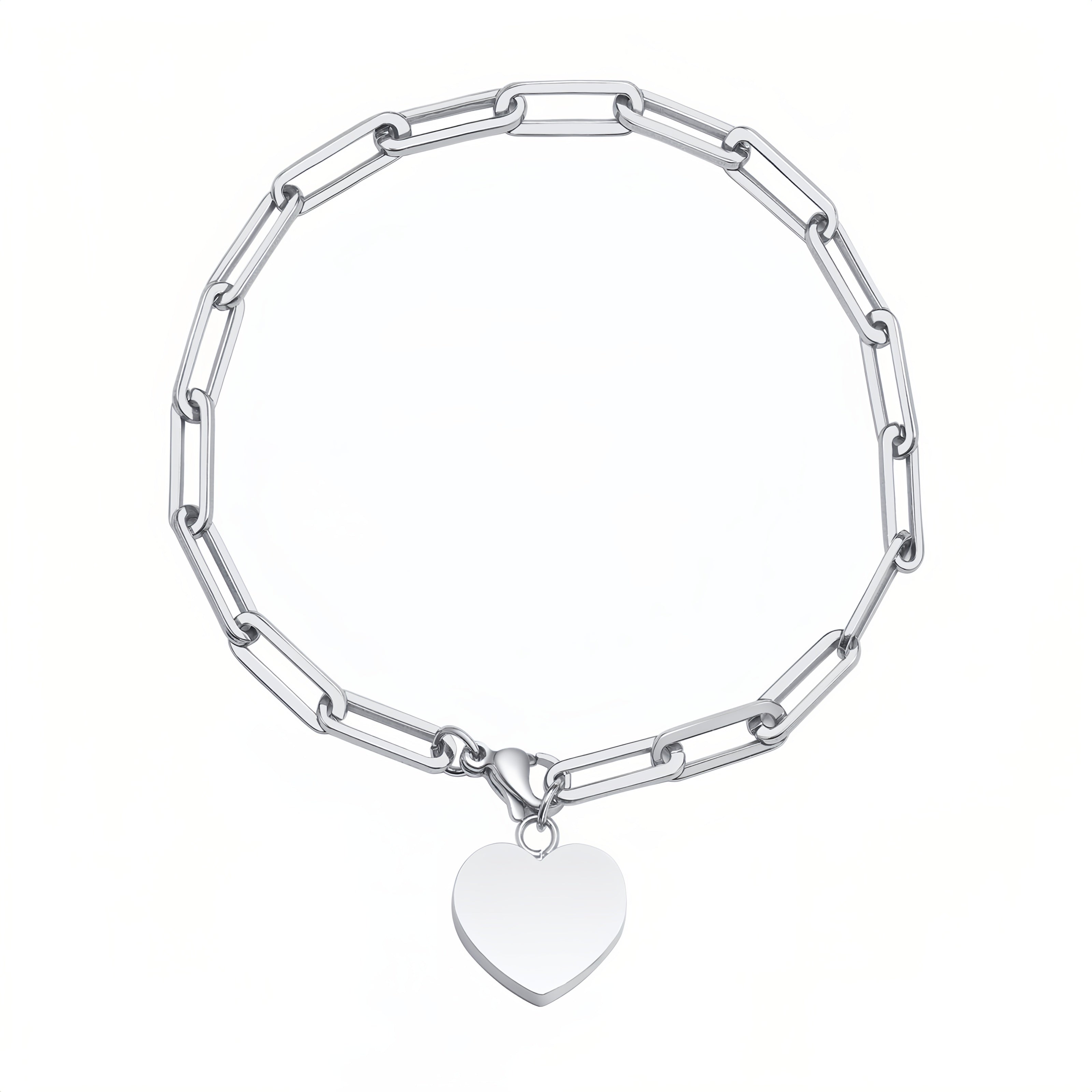 Bracciale Croce con Cuore in Acciaio Inossidabile