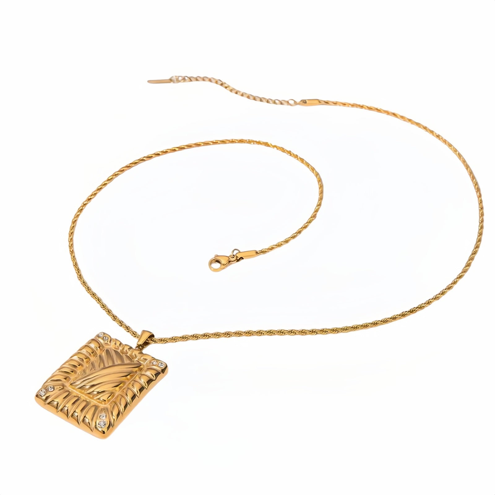 Collana Pendente Rettangolare con Strass