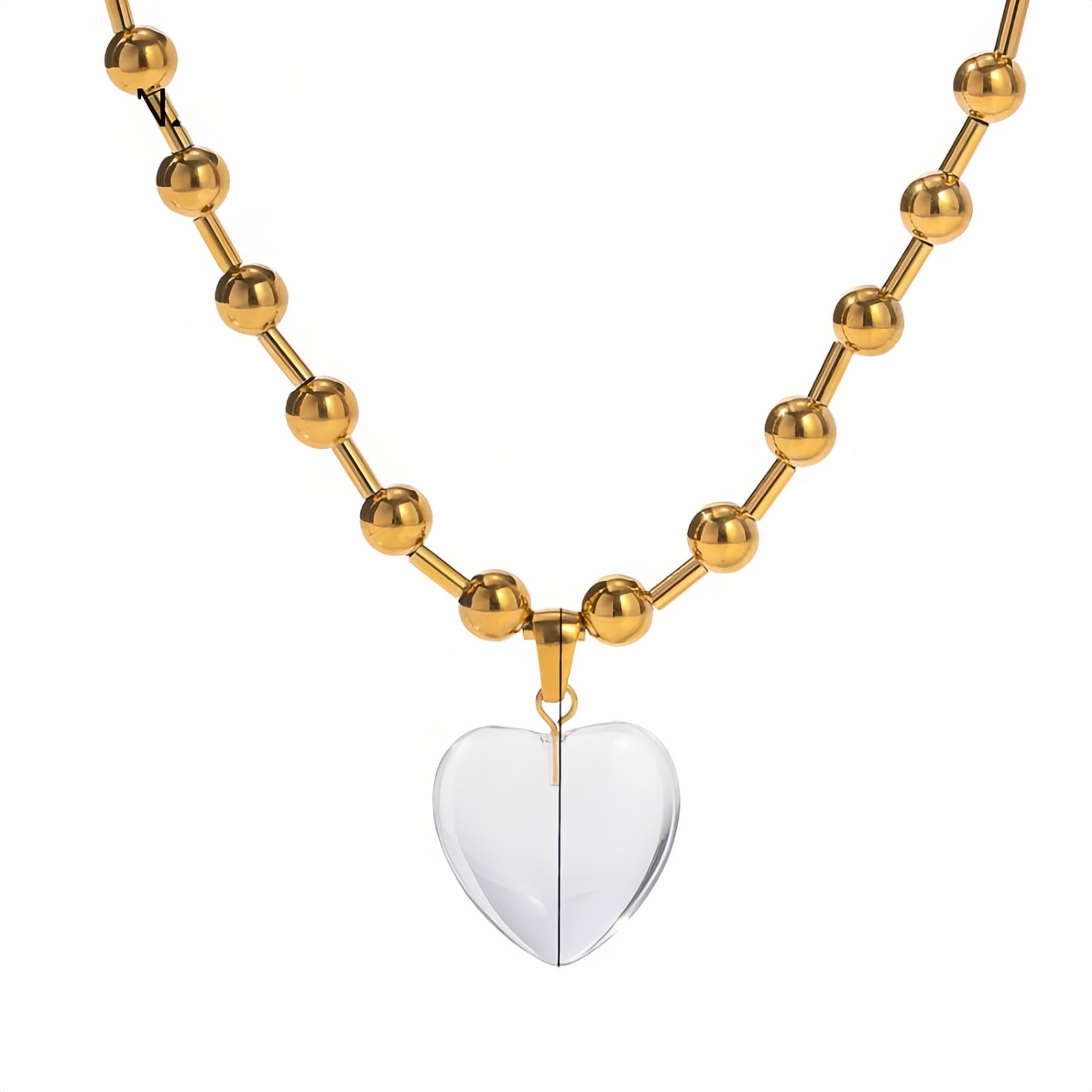 Collana Cuore Trasparente con Perline - Eleganza Delicata