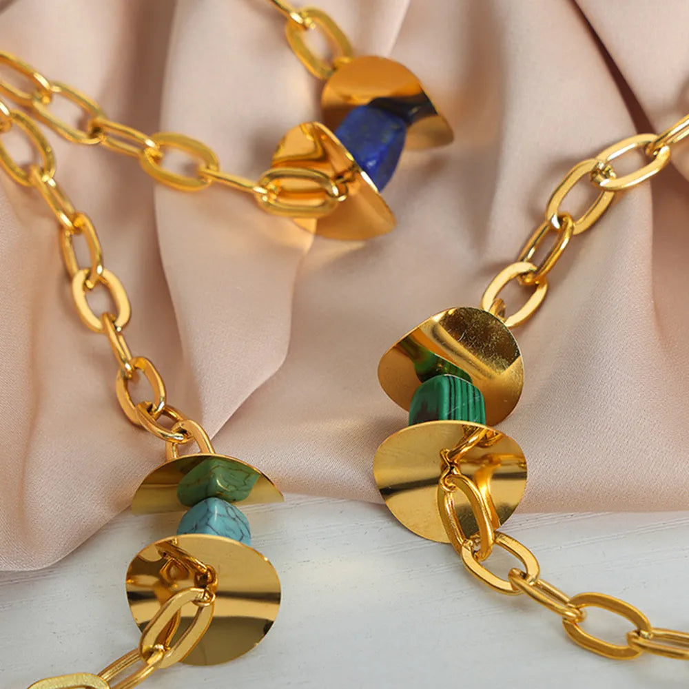 Collana con Pendente in Pietra Naturale e Acciaio Titanio