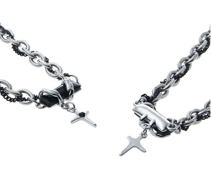 Sospiri d’Ossidiana — Collana Double Layer con Zirconi Neri