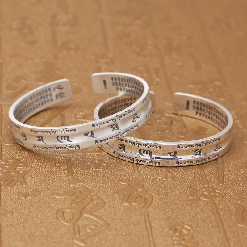 Bracciale Mantra Buddhista in Argento Sterling 999