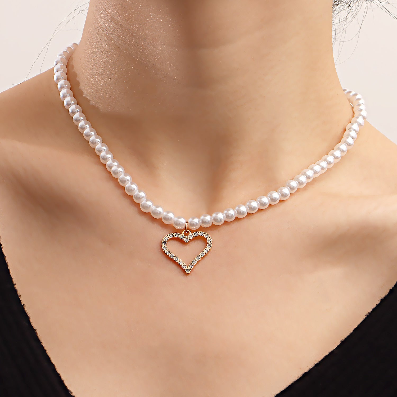 Collana Cuore con Perla Barocca e Taglio Diamantato