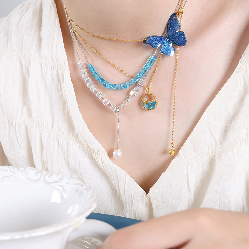 Set Gioielli Tassel Chain in Acciaio Titanico