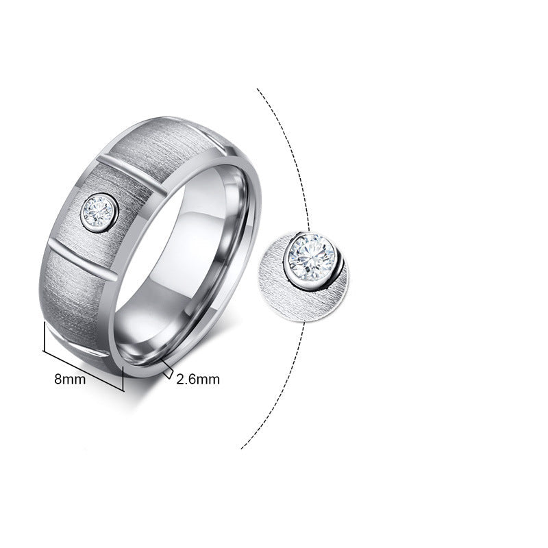 Anello in Tungsteno Spazzolato con Zircone: Eleganza e Resistenza