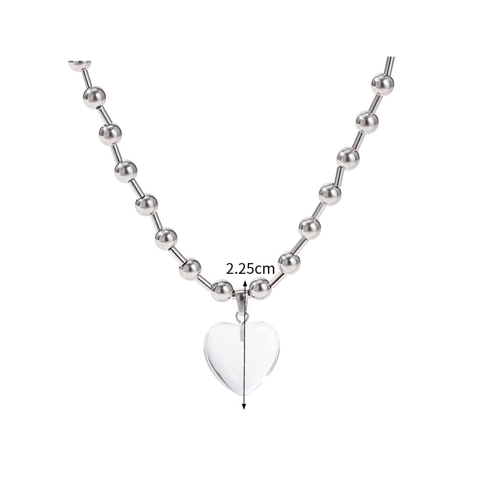 Collana Cuore Trasparente con Perline - Eleganza Delicata