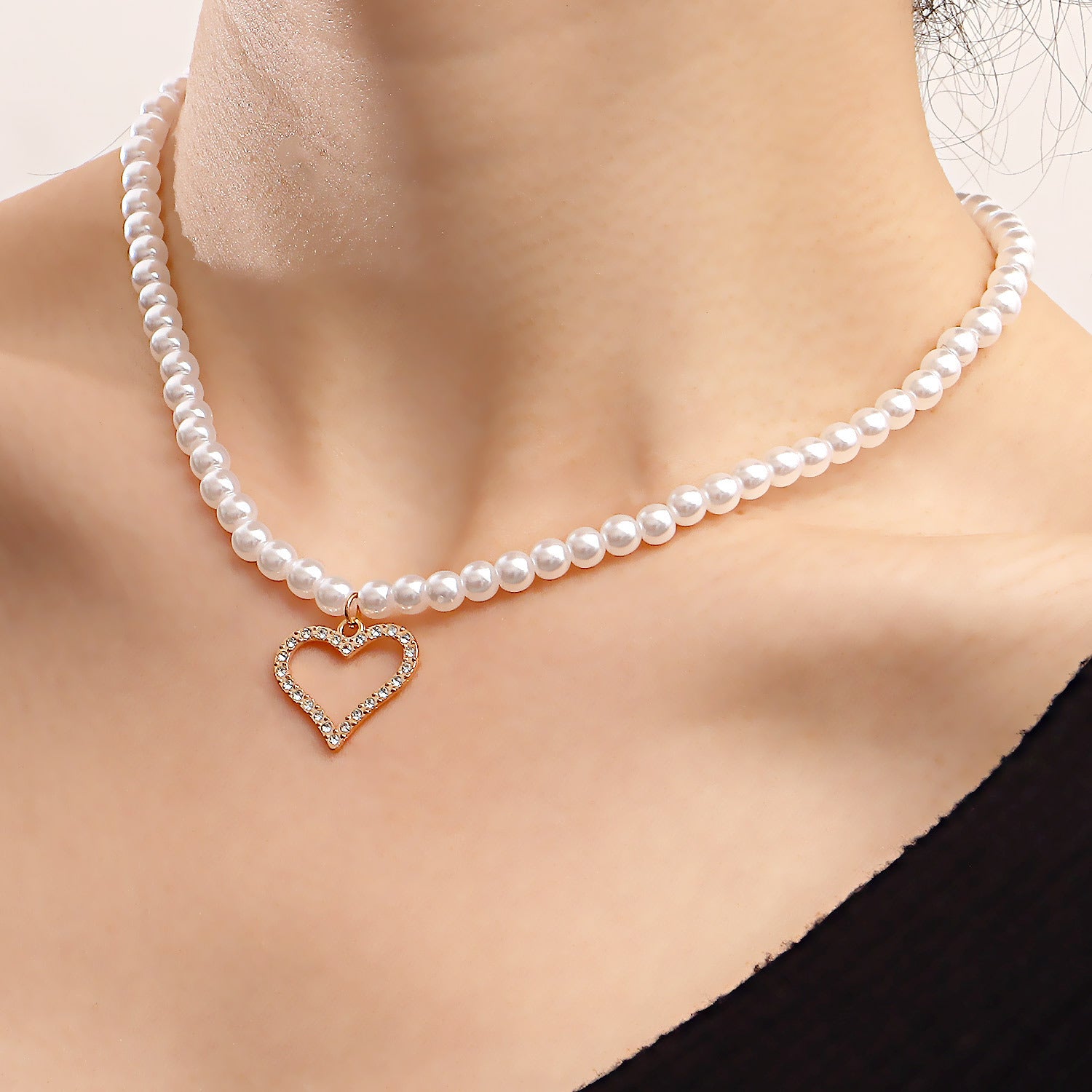 Collana Cuore con Perla Barocca e Taglio Diamantato