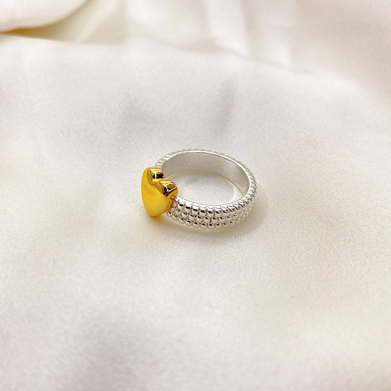 Anello Chiuso in Argento 925 con Cuore Oro