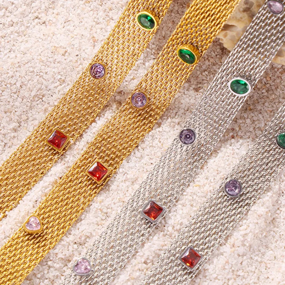 Collana Geometrica con Zirconi Colorati