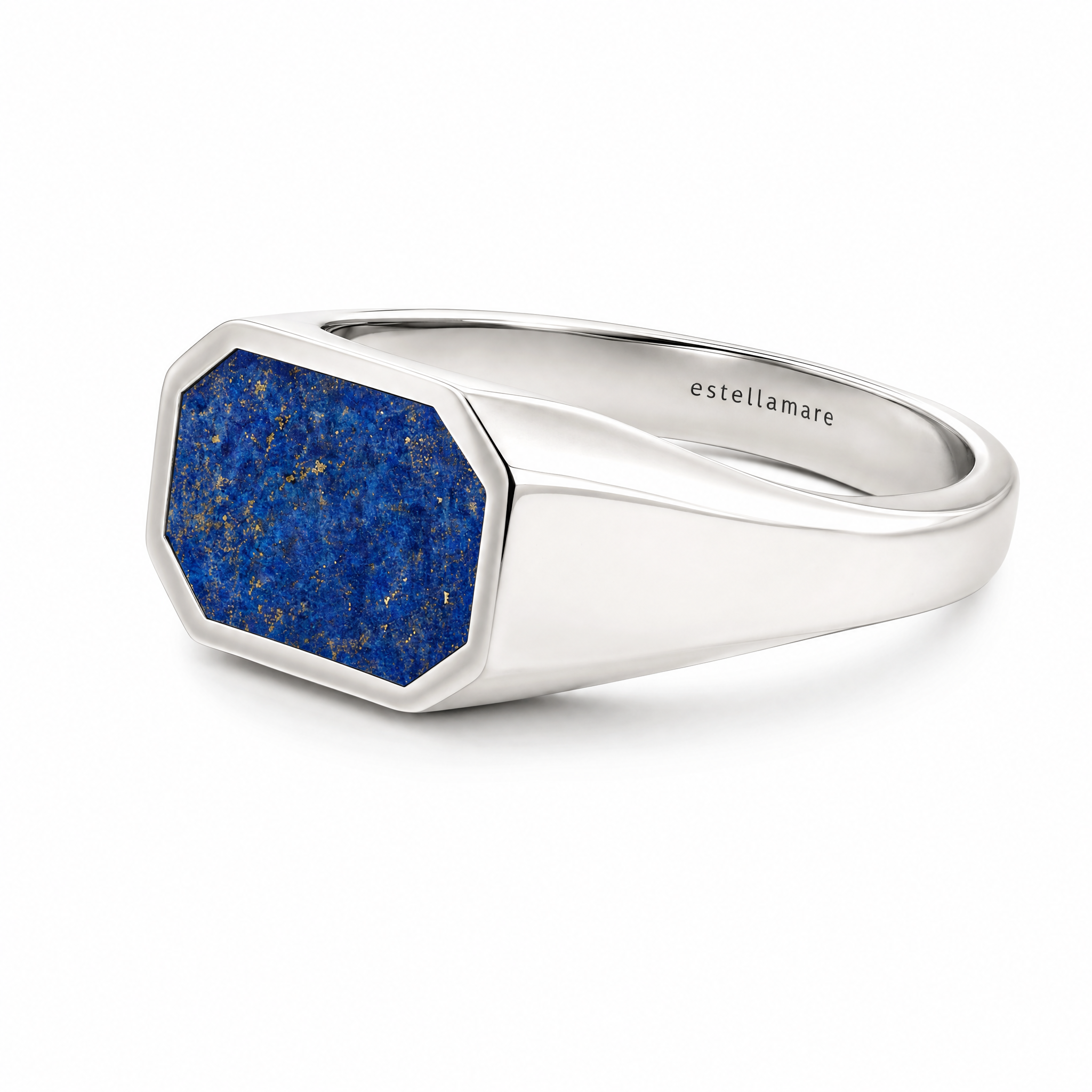 Anello Estellamare – Geometria e luce in argento e lapislazzuli