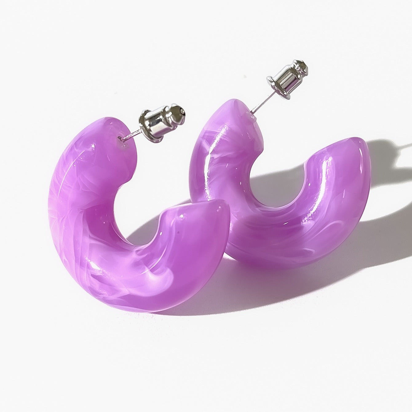 Orecchini Donna a Forma di C in Acrilico Color Candy