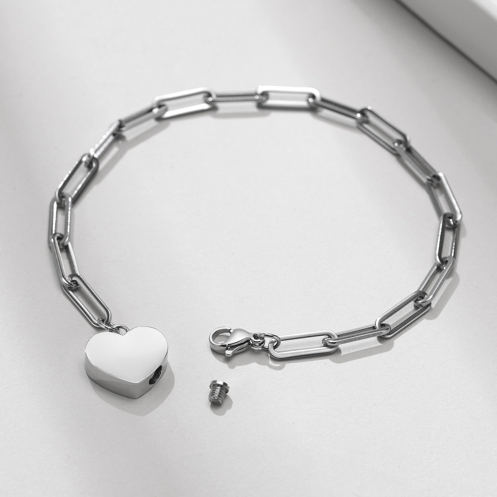 Bracciale Croce con Cuore in Acciaio Inossidabile
