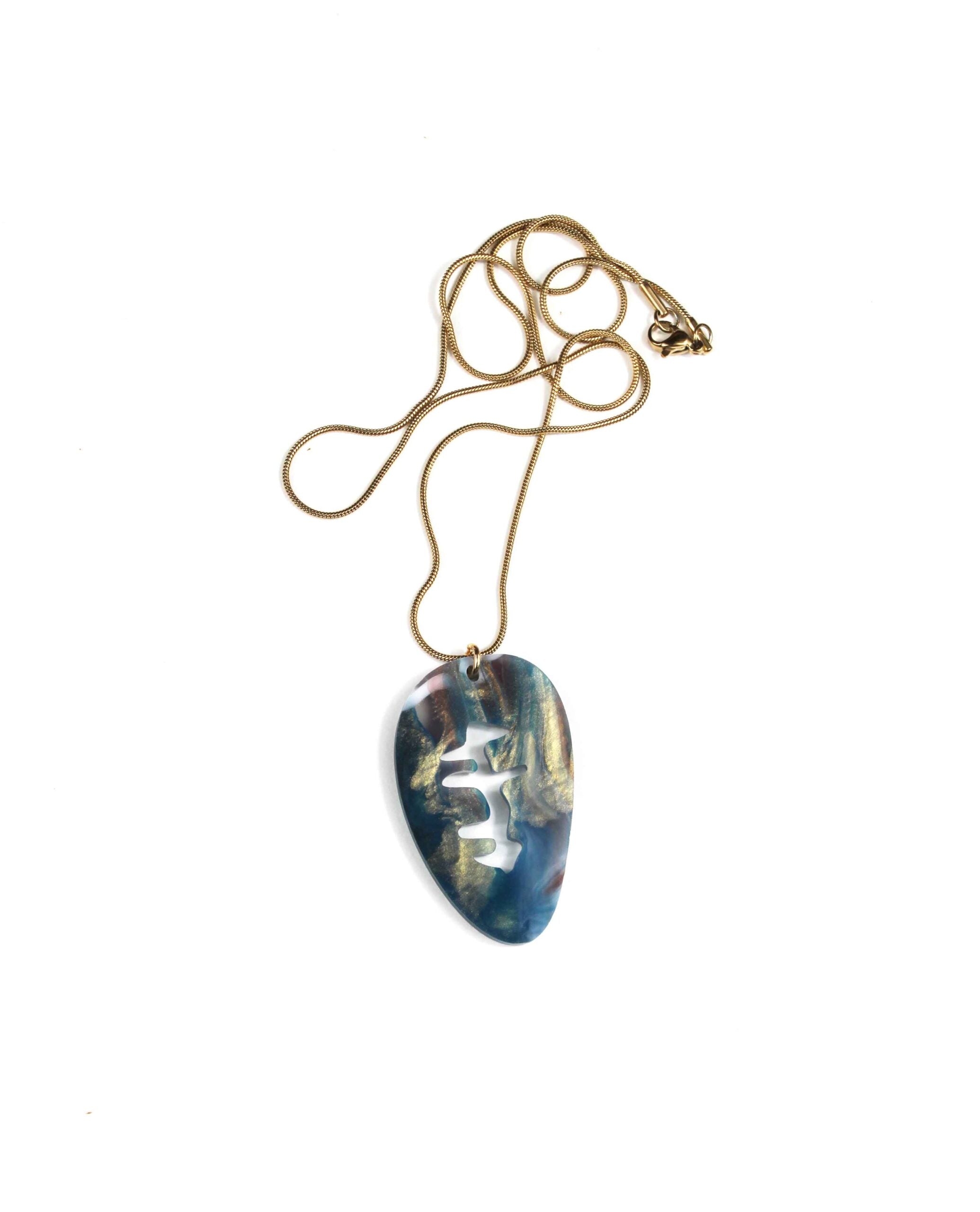 Galassia Marmorizzata – Collana Blu, Marrone, Bianco & Oro