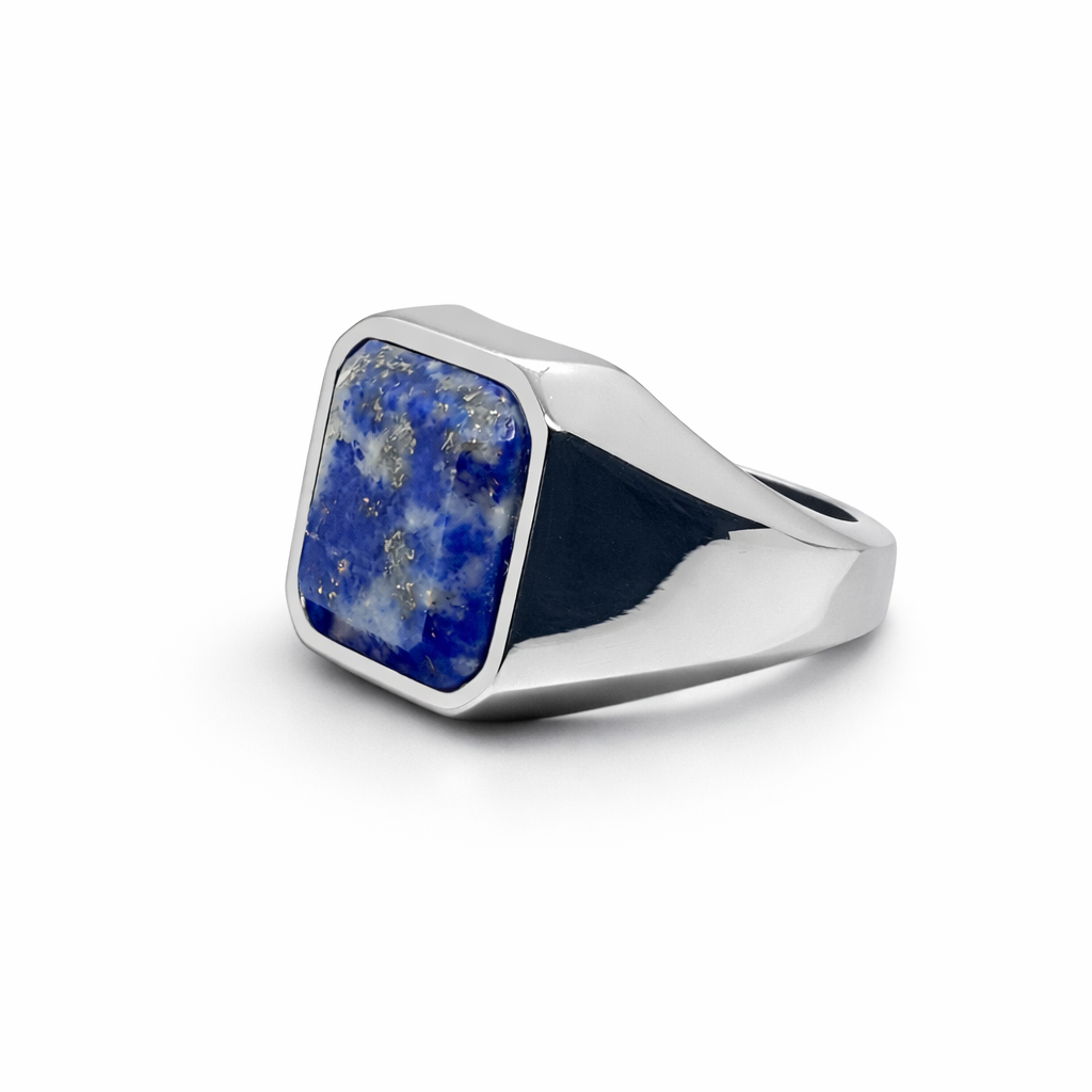 Cuore d’Azzurro — Anello Uomo con Lapislazzuli Naturale