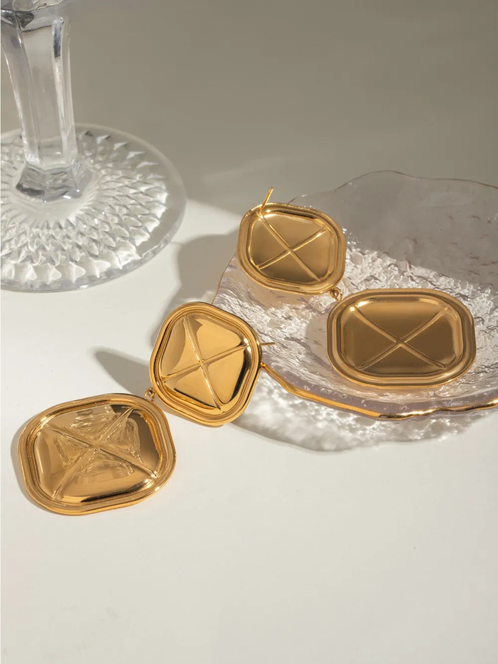 Orecchini Quadrati in Acciaio Inossidabile Placcati Oro 18K