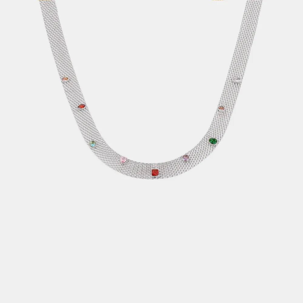 Collana Geometrica con Zirconi Colorati