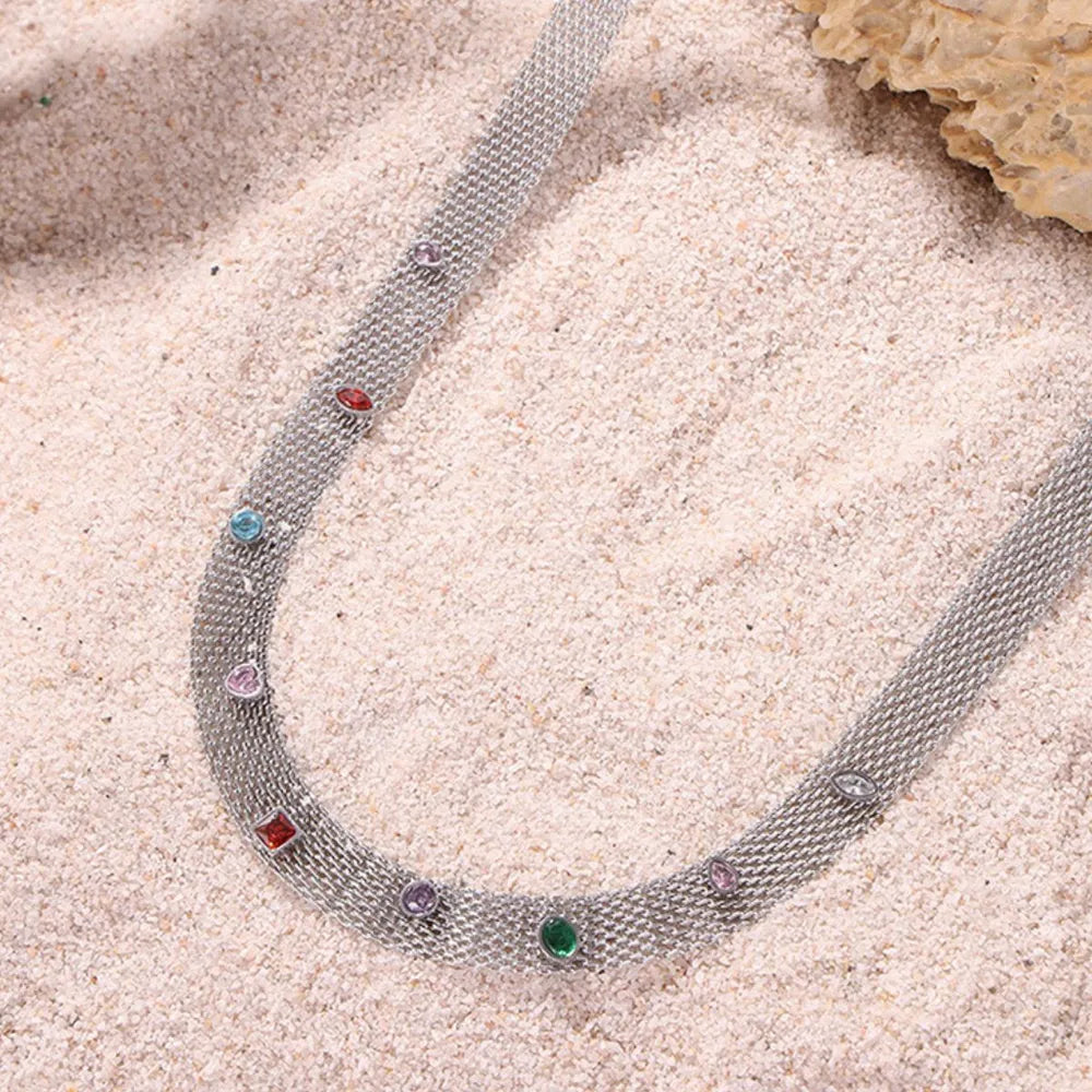 Collana Geometrica con Zirconi Colorati