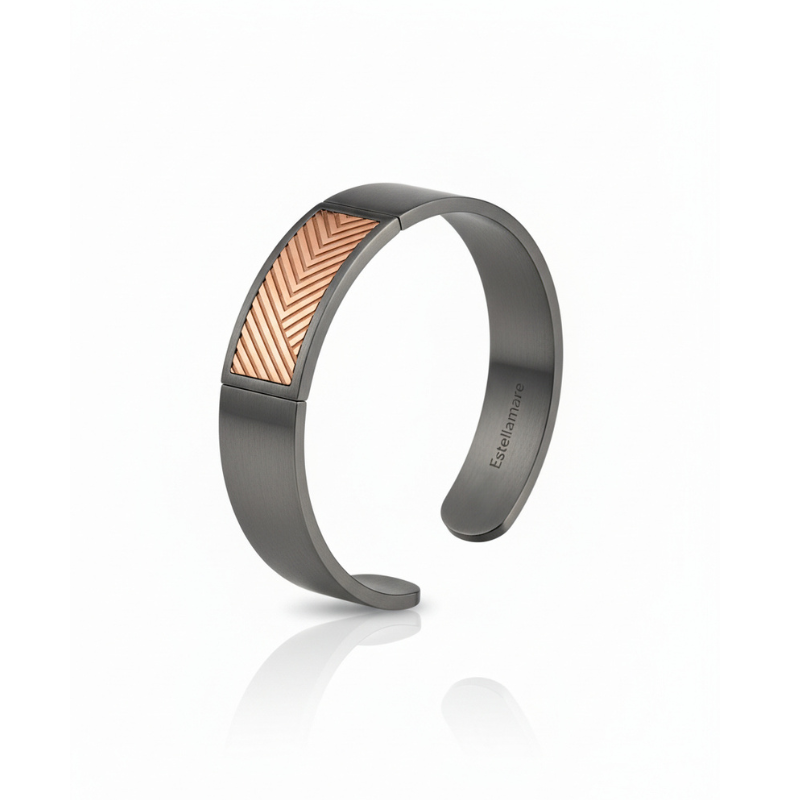 "Chevron Magnetico" – Bracciale Estellamare in argento 925 brunito