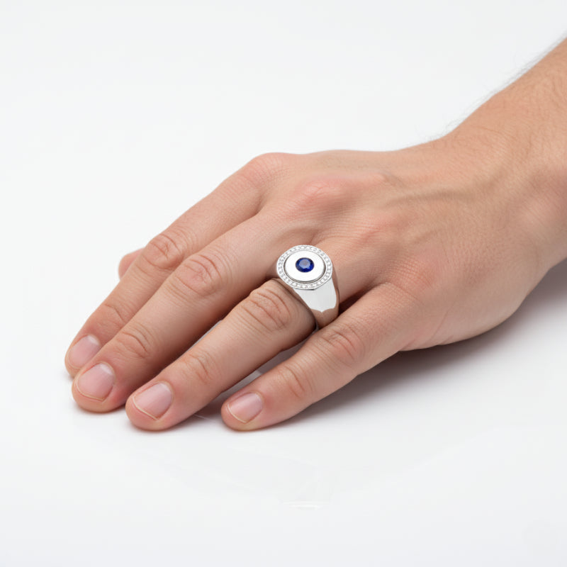 Estellamare “Cerchio di Mare” – Anello Maschile in Argento e Zaffiro