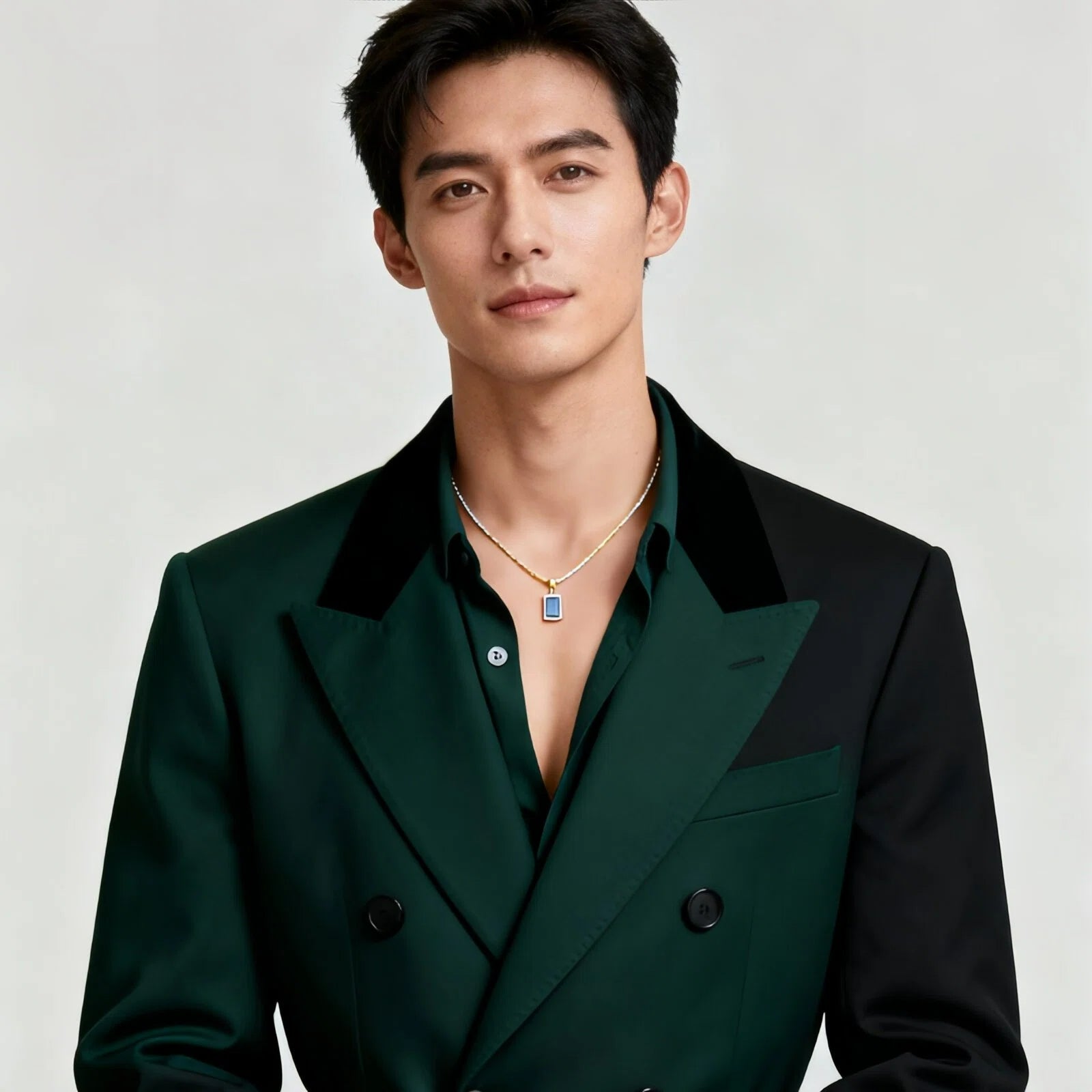 “Sigillo Blue” – Collana Maschile in Oro 18kt con Pendente Rettangolare Blue